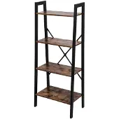 Vdd Wandkast Stoer metaal hout industrieel design open boekenkast 137 cm hoog zwart