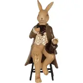 Clayre & Eef Beeld Konijn 20 cm Bruin Polyresin Paasdecoratie Bruin Paasdecoratie