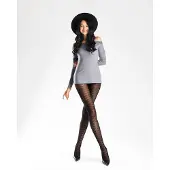 Giulia - Lacery 60den Panty met geometrisch patroon- Zwart - L