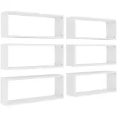 vidaXL Wandschappen kubus 6 st 60x15x23 cm spaanplaat wit