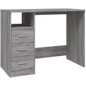 vidaXL Bureau met lades 102x50x76 cm bewerkt hout grijs sonoma eiken