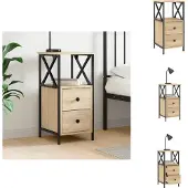 vidaXL Nachtkastje 34x35,5x70 cm bewerkt hout sonoma eikenkleurig