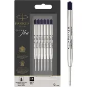 Parker balpenvullingen | Medium punt (1,0 mm) | Zwarte QUINKflow-inkt | 6 stuks