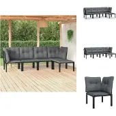 vidaXL 5-delige Loungeset poly rattan zwart en grijs