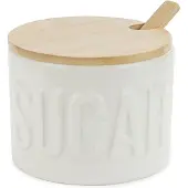 Balvi Suikerpot Wit Elegant Kramiek/Bamboe