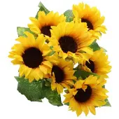 Chaks Zonnebloemen kunstbloemen boeket - 7x - geel - H34 cm - Kunstbloemen
