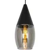 QAZQA Moderne hanglamp zwart met smoke glas - Drop