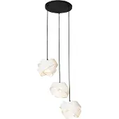 QAZQA Moderne hanglamp zwart met wit 3-lichts - Cloth