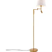 QAZQA Vloerlamp brons met witte kap en verstelbare leeslamp - Ladas