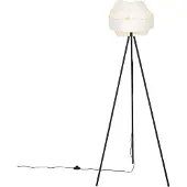 QAZQA Moderne vloerlamp zwart met witte kap - Cloth