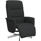 vidaXL Fauteuil verstelbaar met voetensteun stof zwart