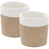 vidaXL Opbergmanden 2 st Ø 28x28 cm katoen bruin en wit
