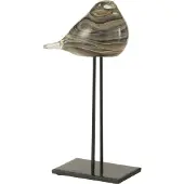 J-Line Vogel Op Voet Glas Amber/Bruin Small