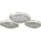 Home & Styling Onderzetter met spiegel - Goud - 3 Stuks - Dienbladen