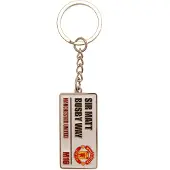 Manchester united sleutelhanger plaat Sir Matt Busby way wit
