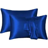 Decoware glans satijnen kussenslopen (2st) - 60x70 cm - blauw