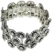 Behave - armband bloemen zilverkleur vintage look - romantische stijl