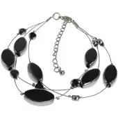 Behave - armband grote pols - zwarte stenen - avondlook - nikkelvrij