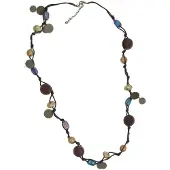 Behave Lange kralen ketting bruin multi kleur 100 cm - Nikkelvrij, Geschenkverpakking