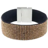 Behave - Armband - bruine Strass Armband magneetsluiting