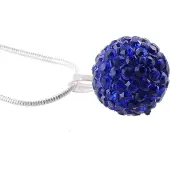 Behave - Ketting met bolvormige hanger met steentjes - 31 cm - Blauw