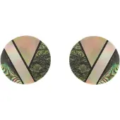 Behave - Oorknoppen rond schelp groenmix - Natuurlijke look sieraden