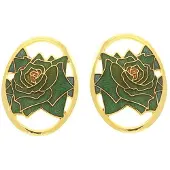 Behave - Oorringen dames - roosmotief - groen - 3 cm