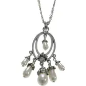 Behave - Klassieke ketting met parel hangertjes en steentjes - Nikkelvrij - Modeaccessoire