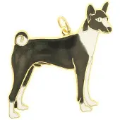 Behave - Hanger hond zwart wit emaille goudkleur - siertrend dierensymbool