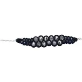 Behave - Armband - Black Diamond Transparante Grijze Facet geslepen kralen en zwart velours