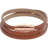 Behave - Bruine armband imitatieleer - Rosékleur sluiting - Dagelijks chic