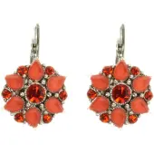 Behave - Oorstekers bloemvorm steentjes - Oranje rood - Retro look