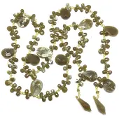 Behave Lange knoop ketting - groen - wit -120cm