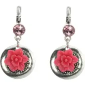 Behave - Oorhangers met roze bloem en steen - Romantische stijl