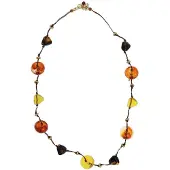 Behave - Kralen ketting - Bruin, amberkleur - Trendy, 45 cm