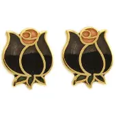 Behave - Oorringen dames - roosmotief - grijs - 1 cm