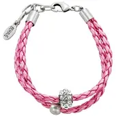 Behave - Armband - roze vlecht imitatieleer hanger steentjes - casual chic