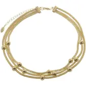 Behave - Ketting - Goudkleur - 3 Rijen Mesh en Kralen - 42 cm