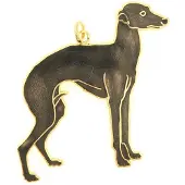Behave - Hanger hond hazewind zwart emaille goudkleur - stijlvol detail