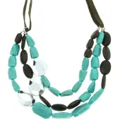 Behave - Statement ketting - Turquoise en bruin - Boho chique look