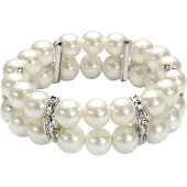 Behave - Parel armband dames wit - Brede rekarmband 2 cm - Elegant sieraad - Cadeau voor haar