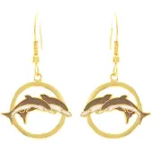 Behave - Oorhangers dames - dolfijnmotief - bruin en wit - 3 cm