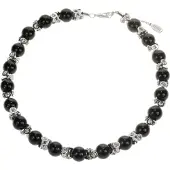 Behave - Klassiek parelcollier met steentjes - 41 cm + 5 cm verlengketting - Zwart