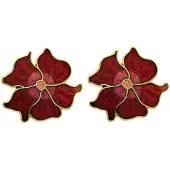 Behave - Oorbellen bloem steker rood emaille - Elegant vintage accent