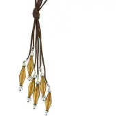 Behave - Lange ketting van suede met facet geslepen kralen - 68 cm