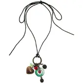 Behave - ketting met hangers groen en goudkleur - nikkelvrij - cadeau in geschenkzakje - 50 cm
