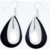 Behave - Oorbellen hanger zwart zilverkleur - Trendy feeststijl 4 cm