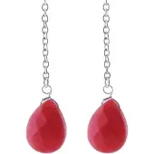 Behave - Lange oorbellen dames natuursteen rood - boho feeststijl