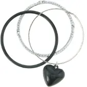 Behave - Armbanden set hart hanger - Zilverkleur zwart - Boho stijl