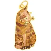 Behave - Hanger kat bruin emaille goudkleur - natuurlijke look